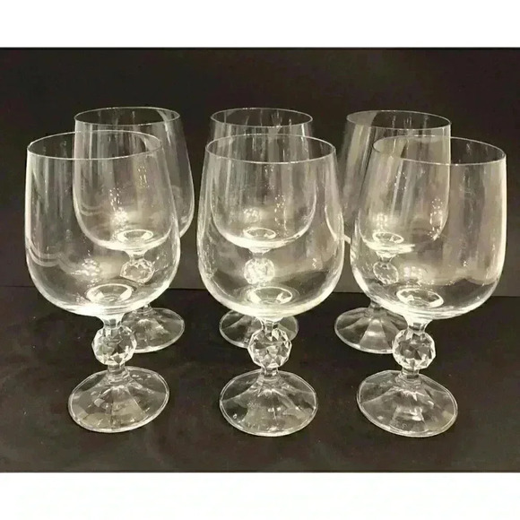Set of 6 Klaudie Non-leaded Crystal Red Wine Goblets Water Glasses Ret. $173